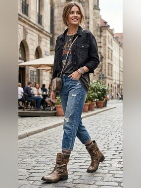 Five Worlds by Cordani Sonia Western Boots Distressed Leather Steampunk Boho